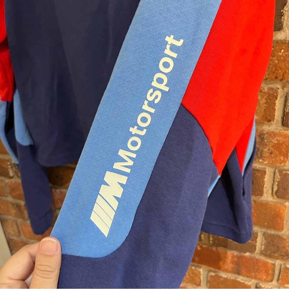 Puma + BMW Motorsports womens full zip cropped colorblock jacket blue/red XL - Picture 6 of 8